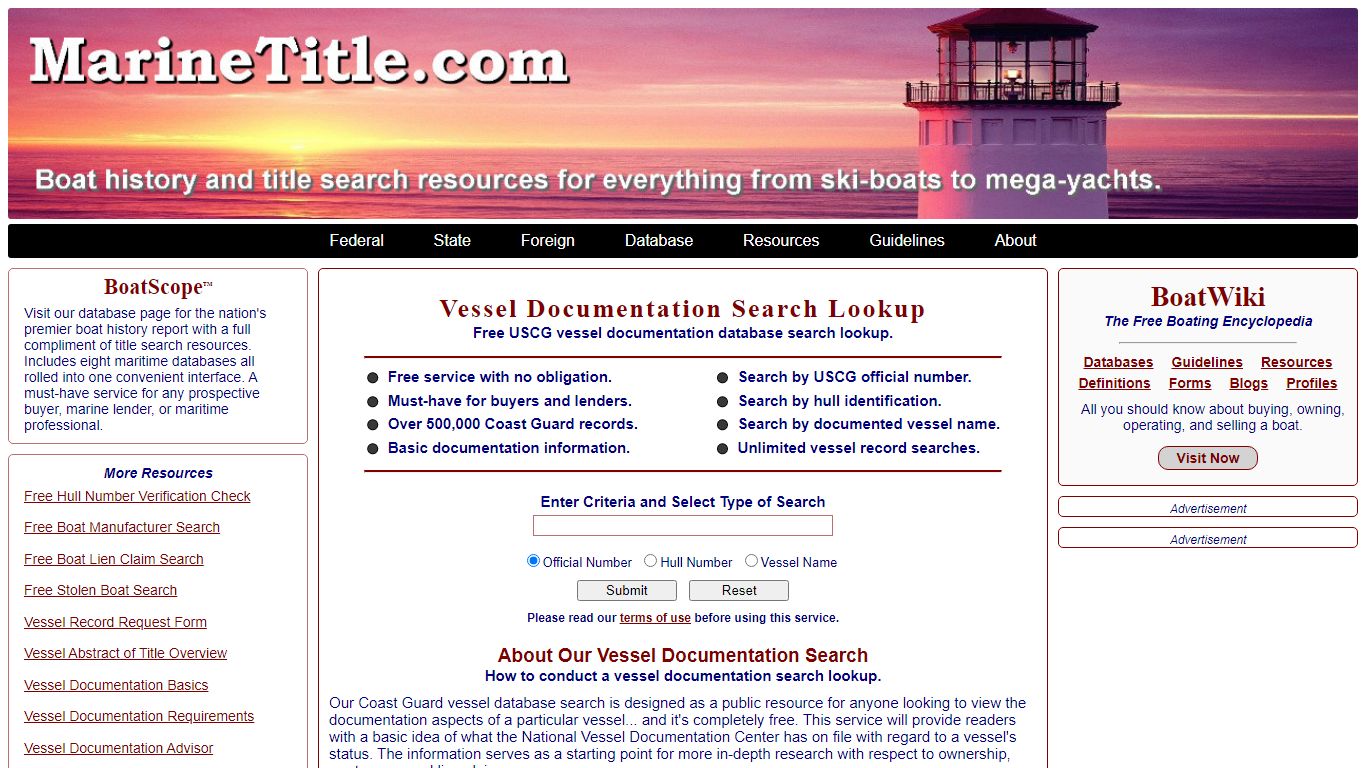 Free Vessel Documentation Search Lookup | MarineTitle.com